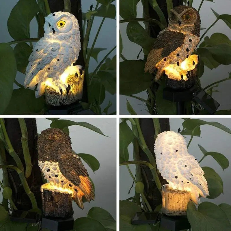 Solar-Powered Owl Statue Lights